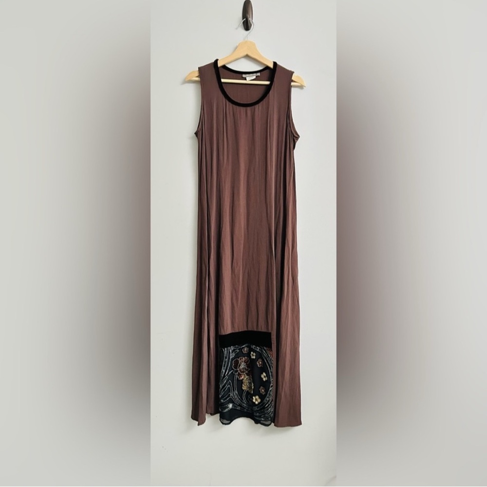 VTG Brown Maxi Dress Velvet Details